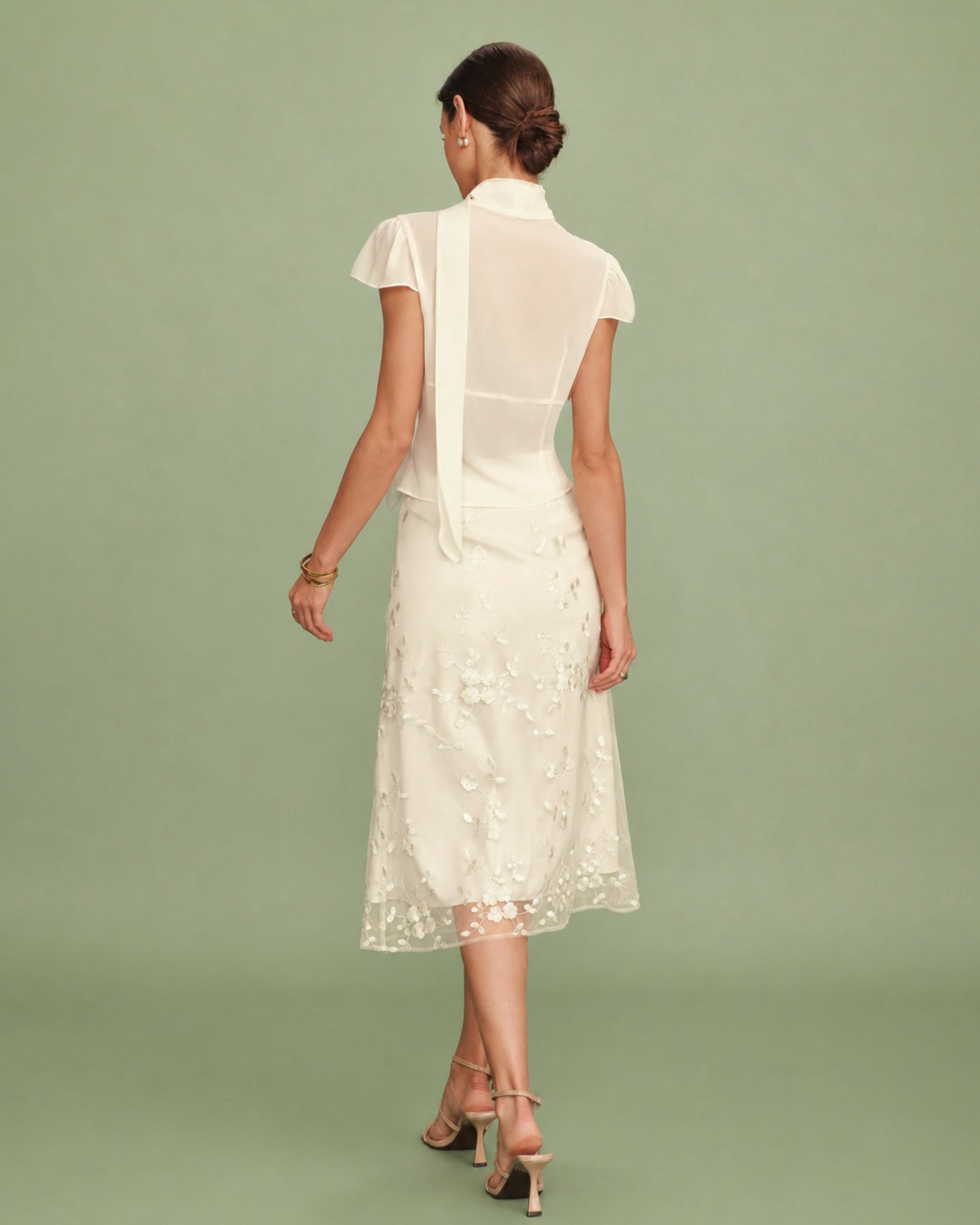 Flora Mesh Midi Skirt — photo 5