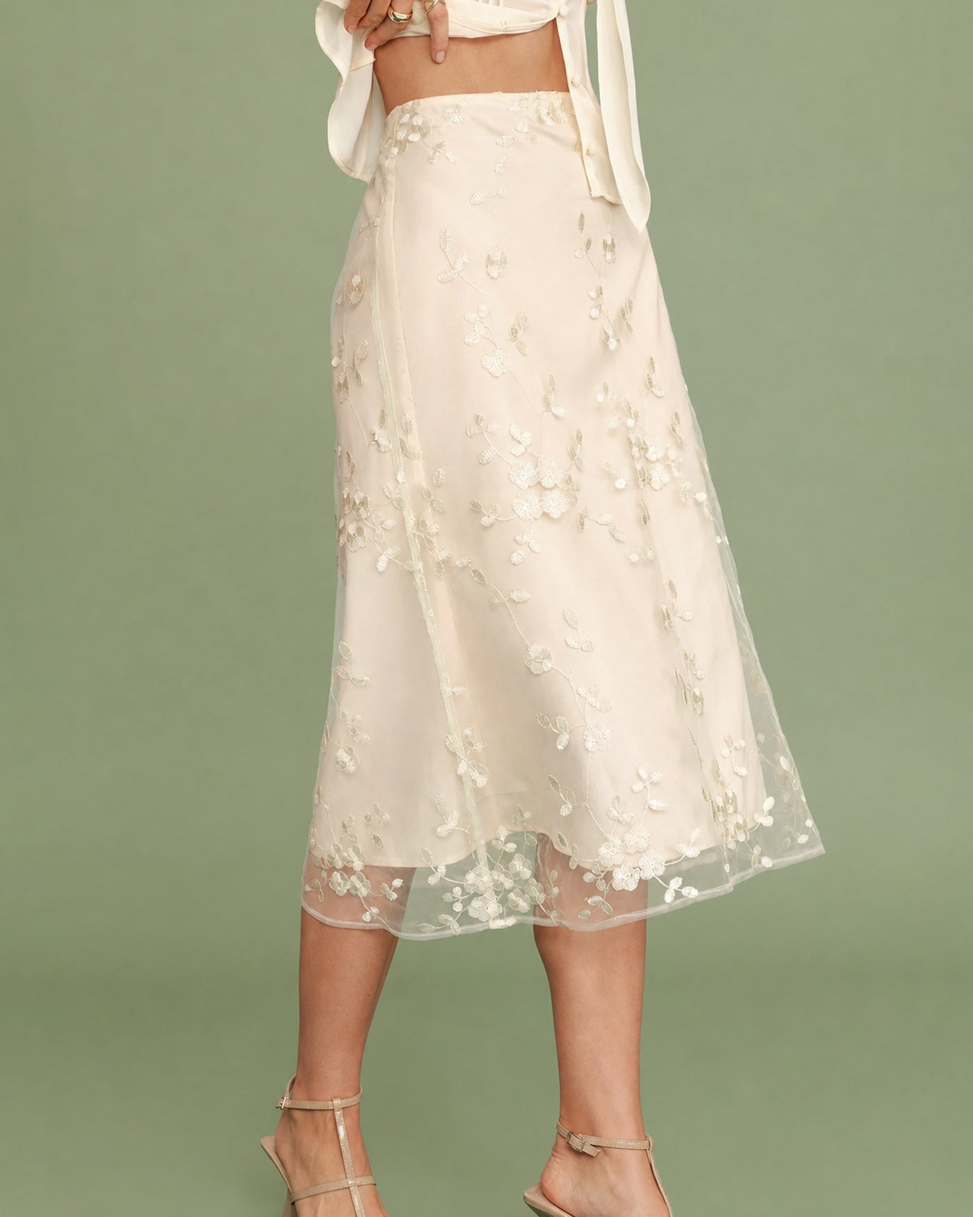 Flora Mesh Midi Skirt — photo 3