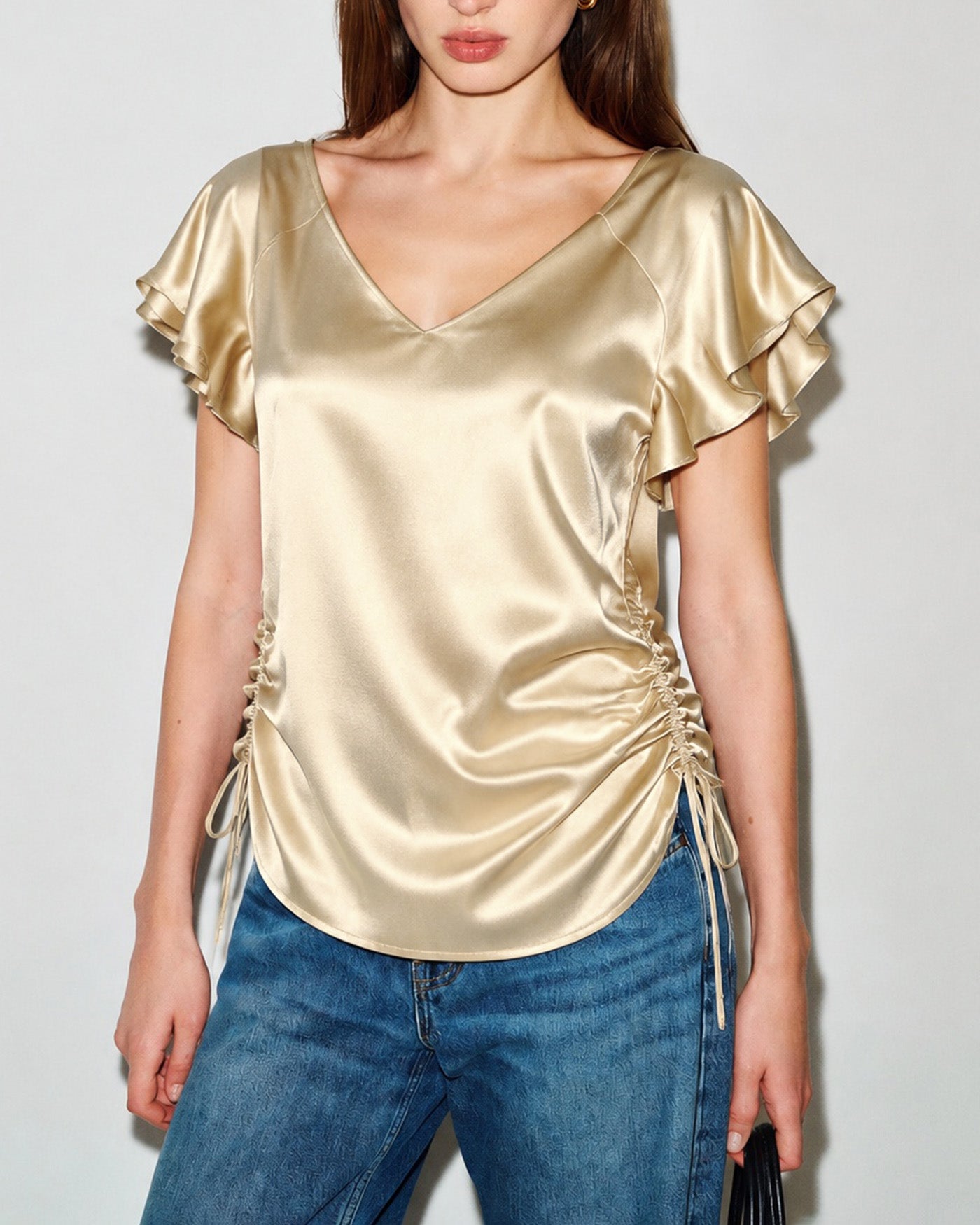 Pearl Sleeve Ruched Tee — photo 2