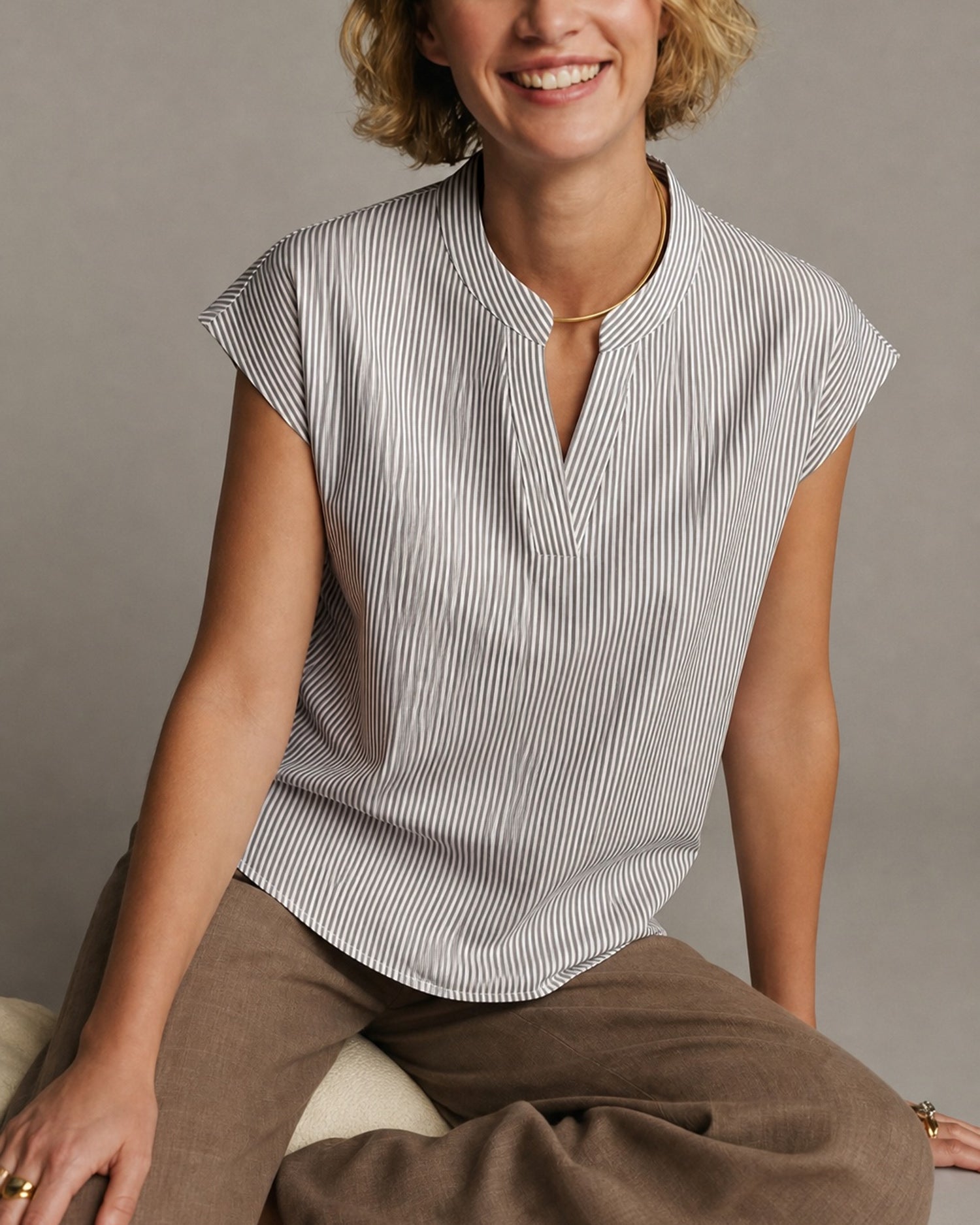 Violet Shoulder Striped Tee