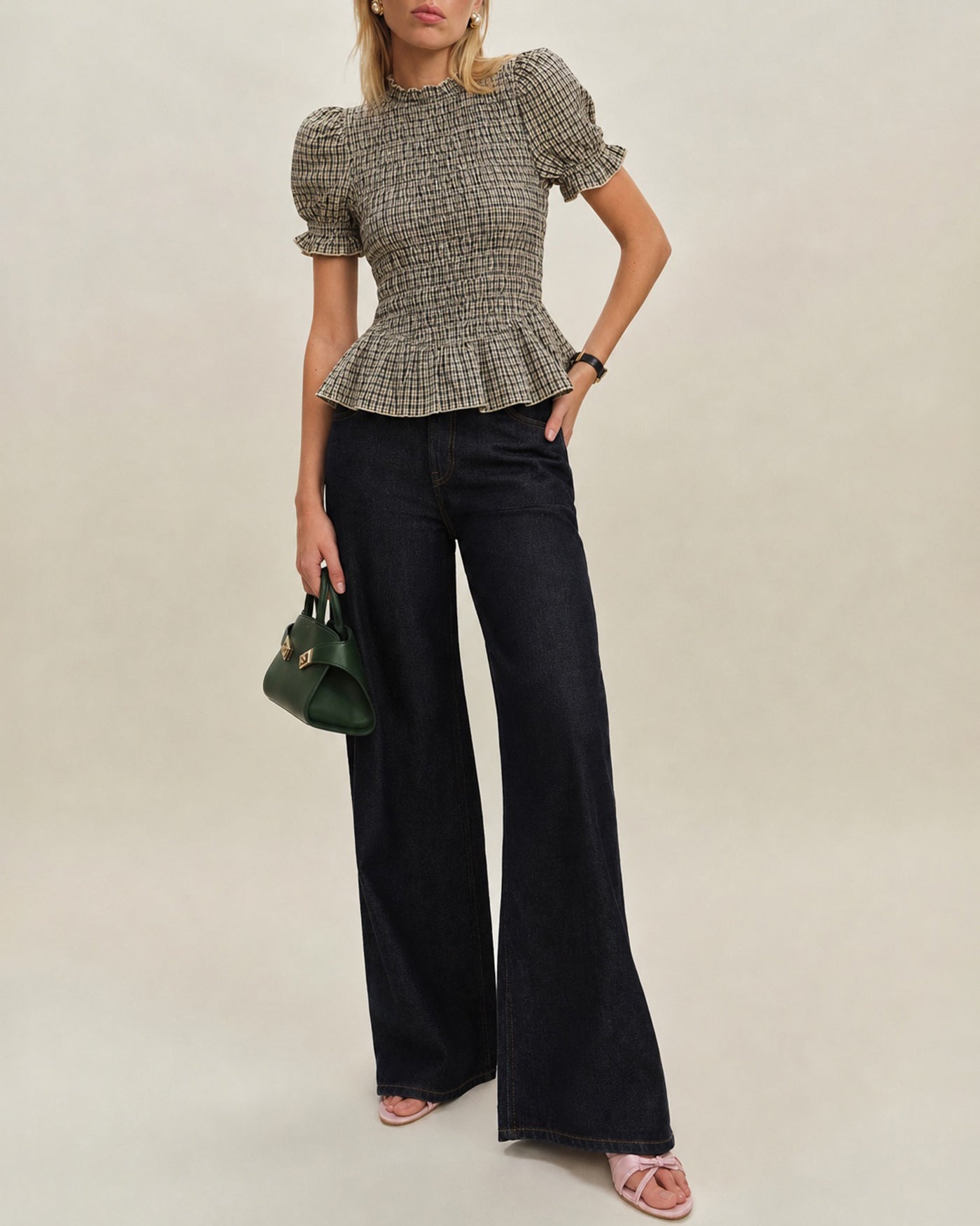 Hazel Shirred Plaid Tee — photo 4