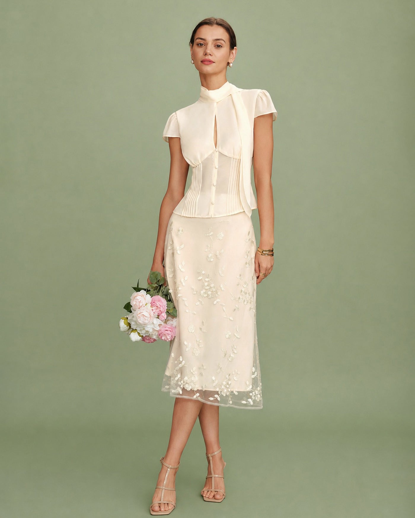 Flora Mesh Midi Skirt — photo 4