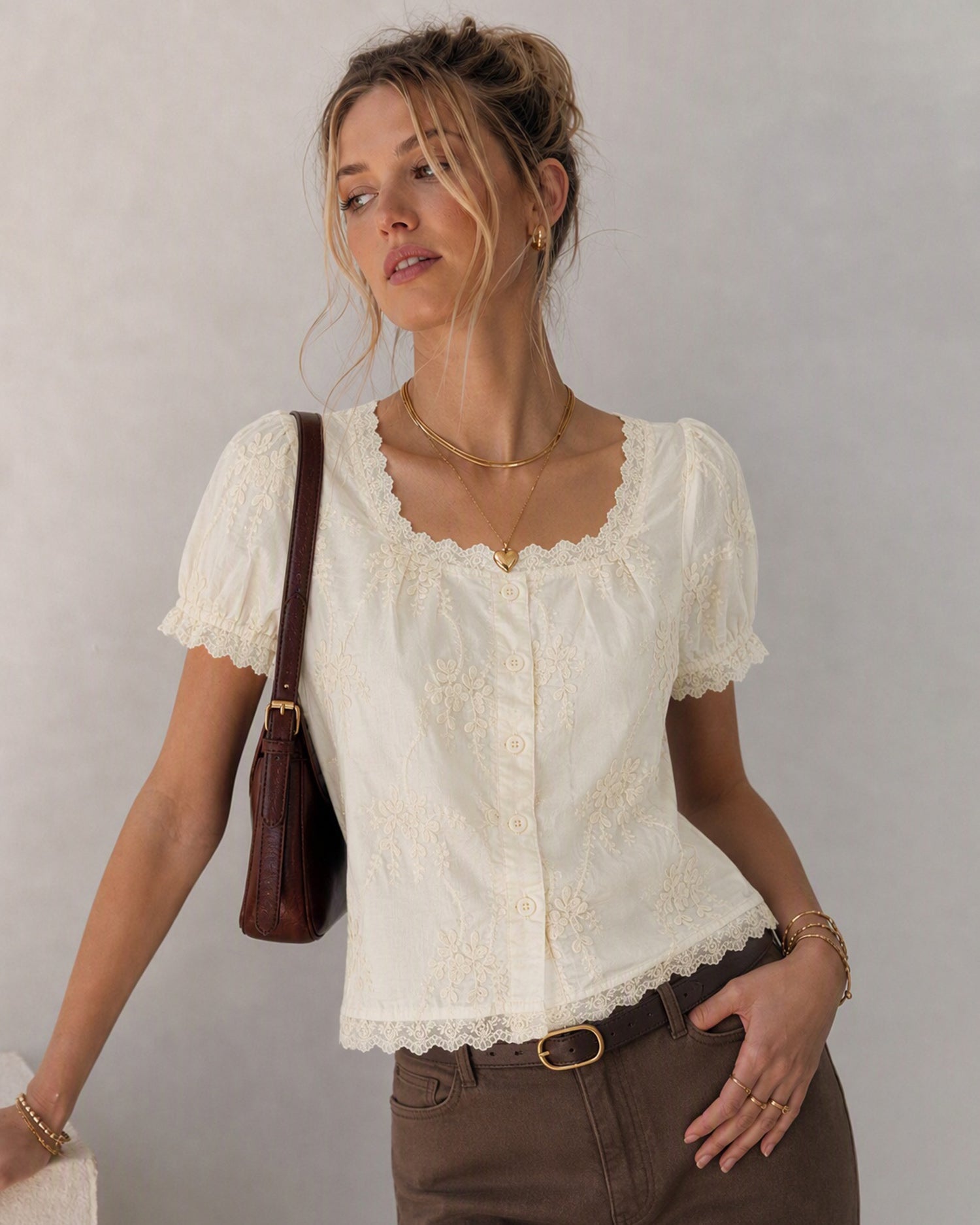 Mabel Floral Button Tee — photo 2