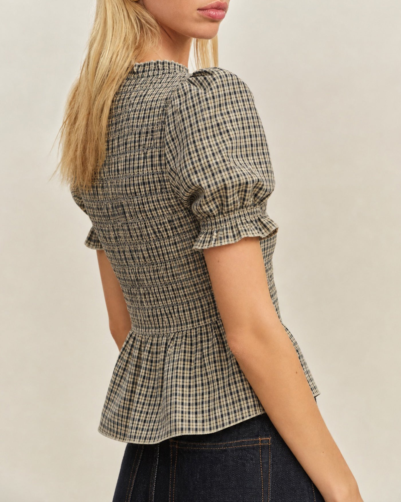 Hazel Shirred Plaid Tee — photo 3