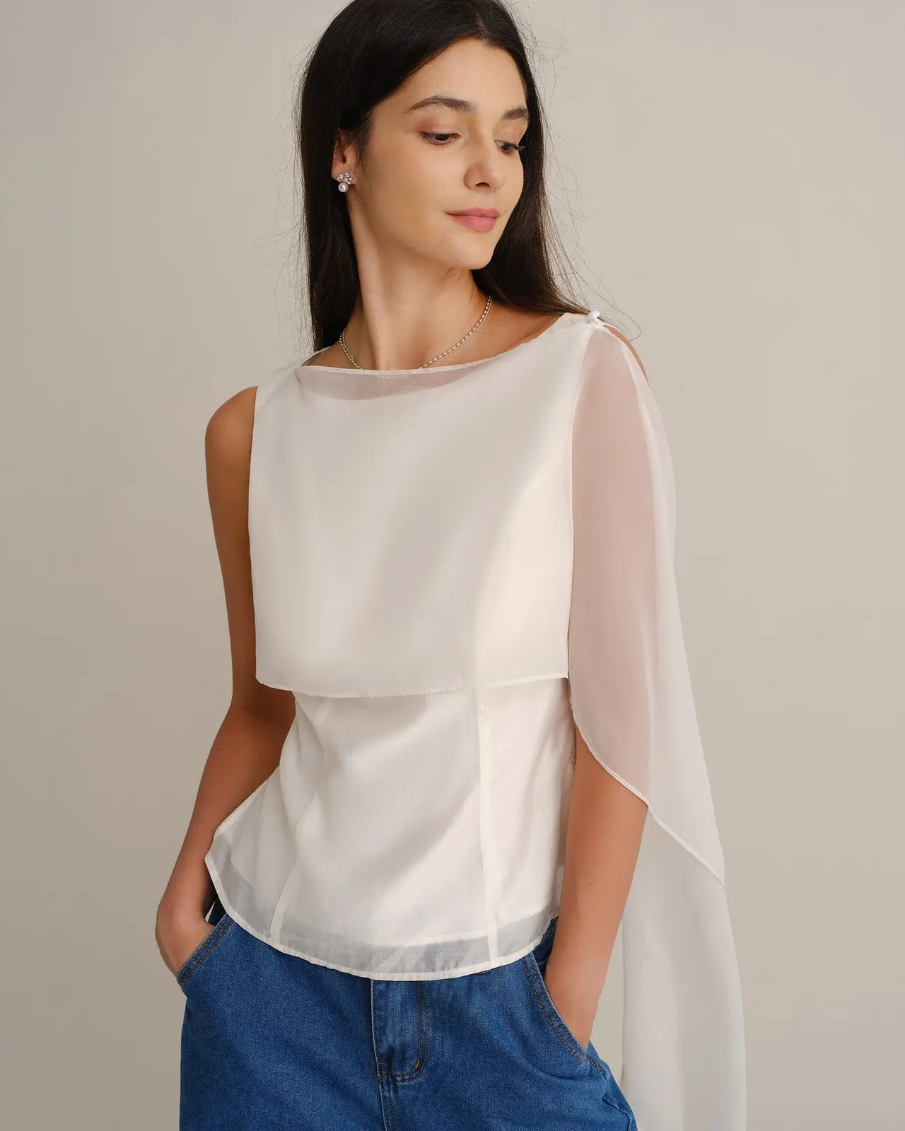 Iris Chiffon Tank Top — Apricot