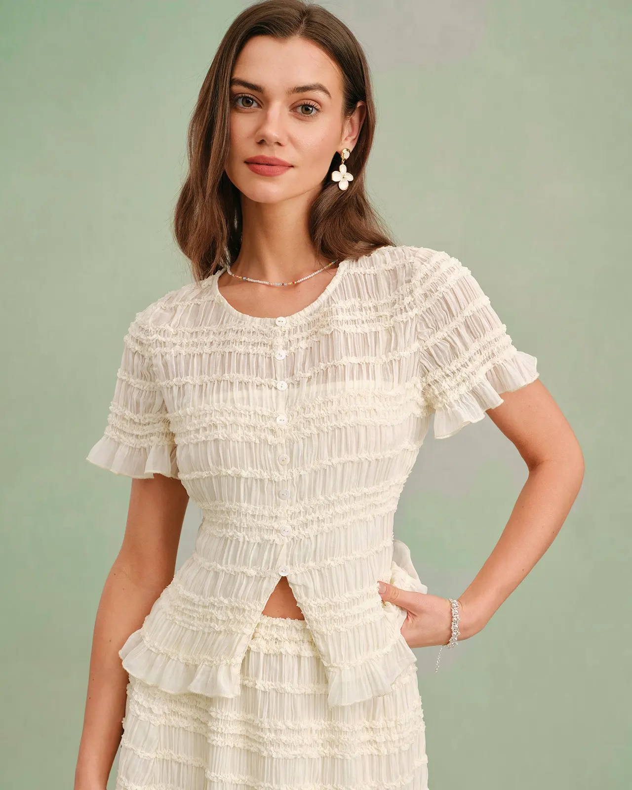 Lena Neck Shirred Tee